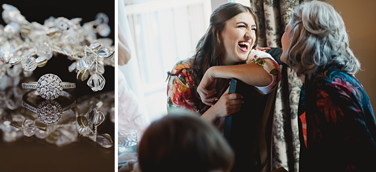 An Edmonton bride candidly laughs with her mom prior to her wedding photographed by Edmonton wedding photographers.